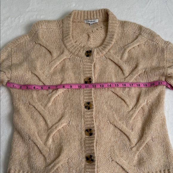 Women's Cream Cable Knit Button-Up Sweater Cardigan - Picture 6 of 9